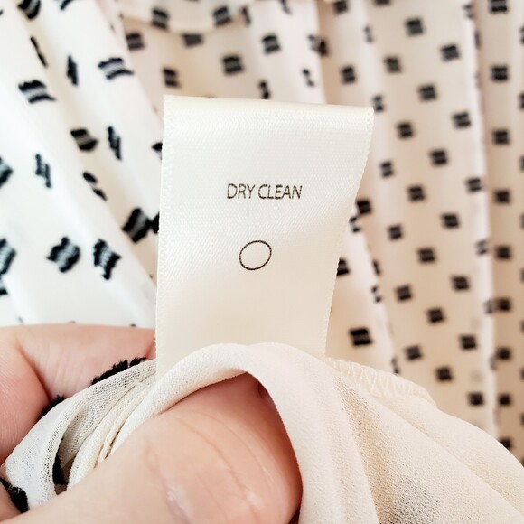 Max Studio Polka Dot Peplum V Neck Ruffle Dress Lace Trim Elastic Waist Sz L - Picture 8 of 13